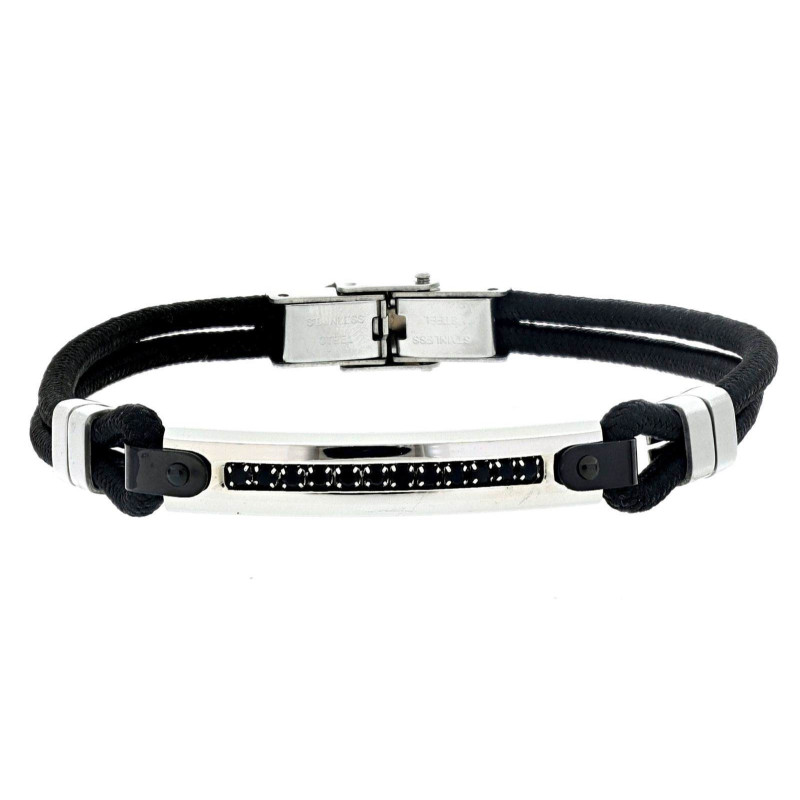 BRACCIALE CM 22 UOMO IN SILICONE E ACCIAIO MM 7