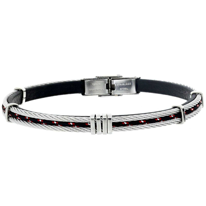 BRACCIALE CM 21 UOMO IN SILICONE E ACCIAIO MM 7