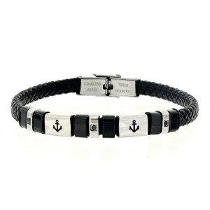 BRACCIALE CM 22 UOMO IN SILICONE E ACCIAIO MM 7