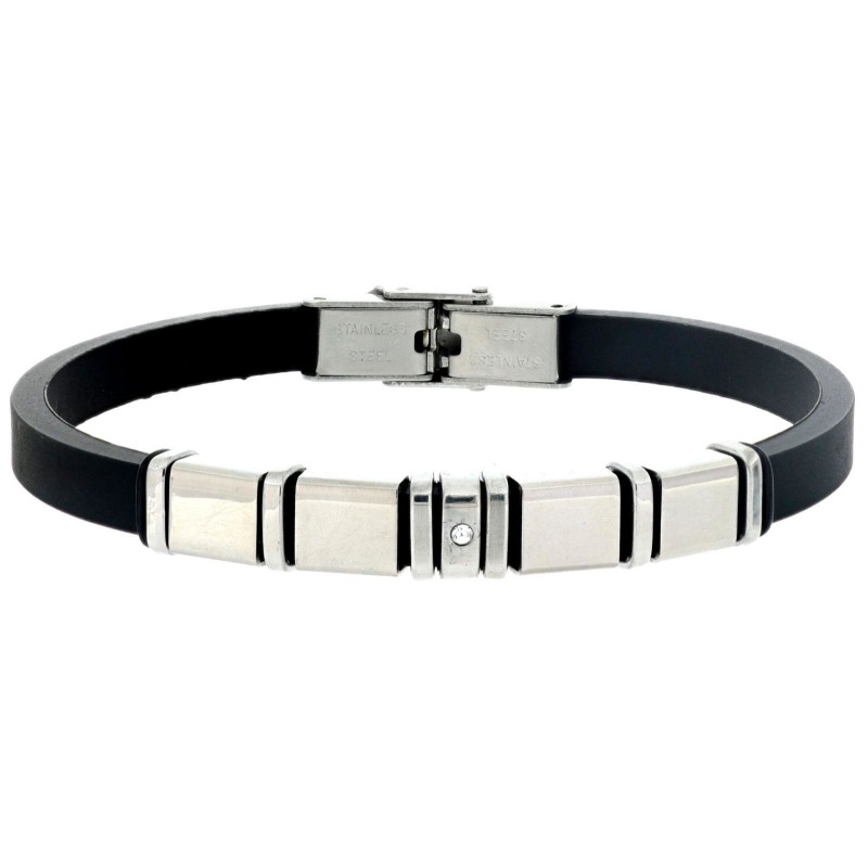 BRACCIALE CM 22 UOMO IN SILICONE E ACCIAIO MM 7