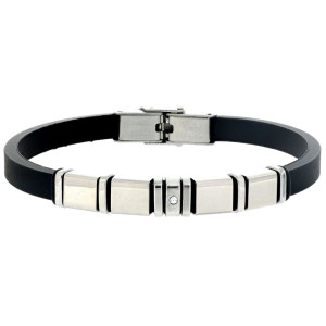 BRACCIALE CM 22 UOMO IN SILICONE E ACCIAIO MM 7