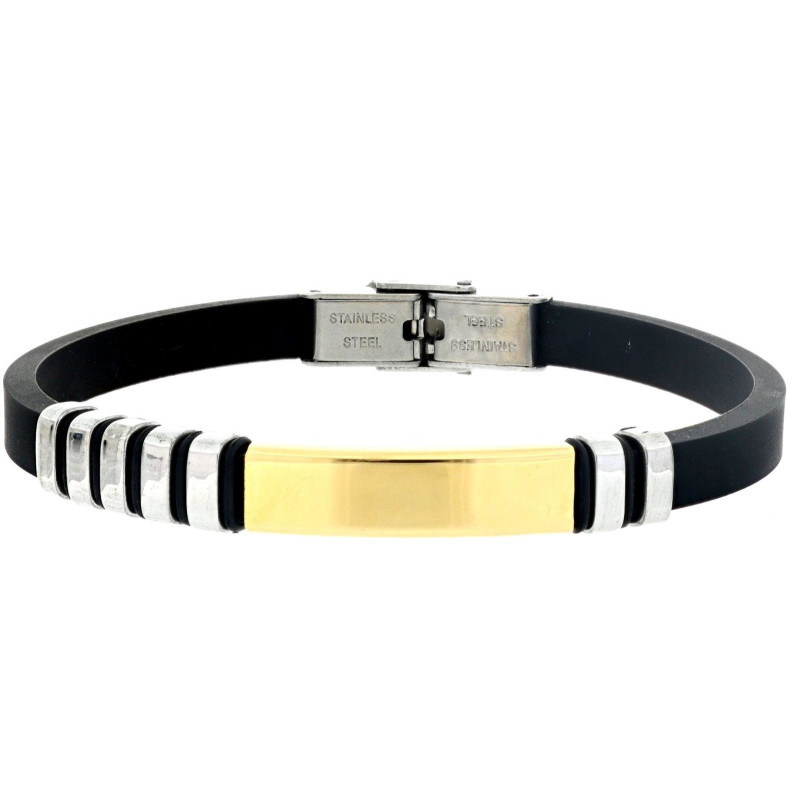 BRACCIALE CM 22 UOMO IN SILICONE E ACCIAIO MM 7