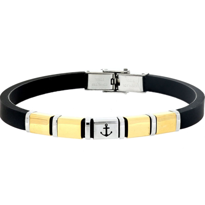 BRACCIALE UOMO CM 22 CON ANCORA MM 7 IN PELLE E ACCIAIO