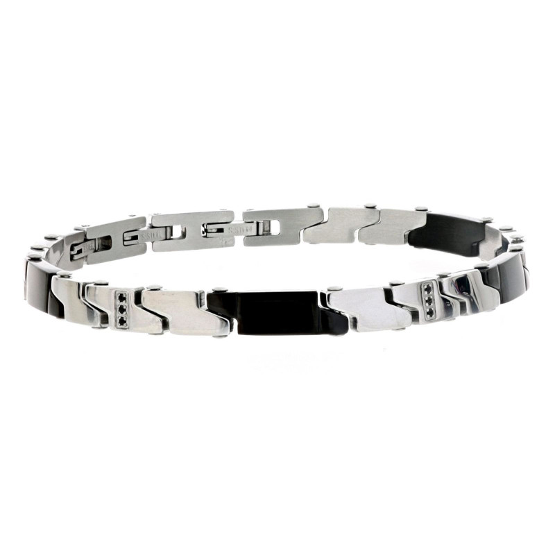 BRACCIALE CM 22 UOMO IN ACCIAIO E CERAMICA MM 5