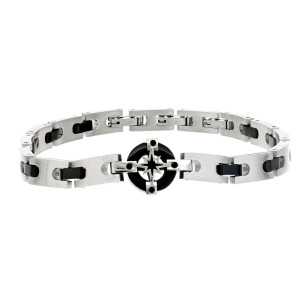 BRACCIALE CM 19+3 UOMO IN ACCIAIO E CERAMICA MM 12