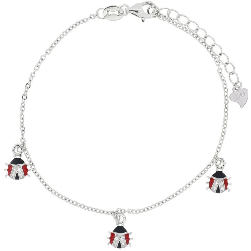 BRACCIALE CM 17+3 PORTAFORTUNA COCCINELLA MM 10 IN ARGENTO 925