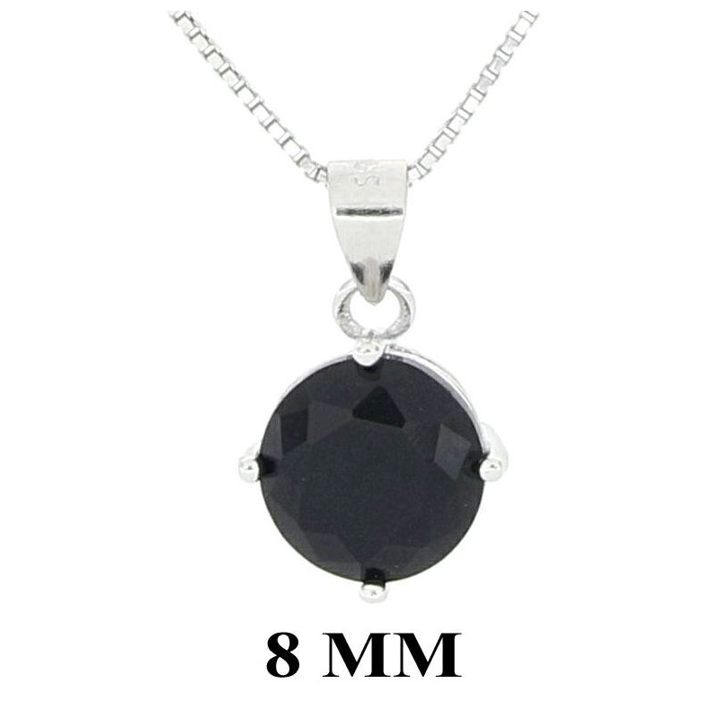 PENDENTE PUNTI LUCE IN ARGENTO 925 CON ZIRCONE NERO MM 8