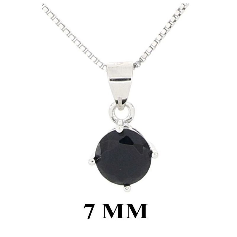 PENDENTE PUNTI LUCE IN ARGENTO 925 CON ZIRCONE NERO MM 7