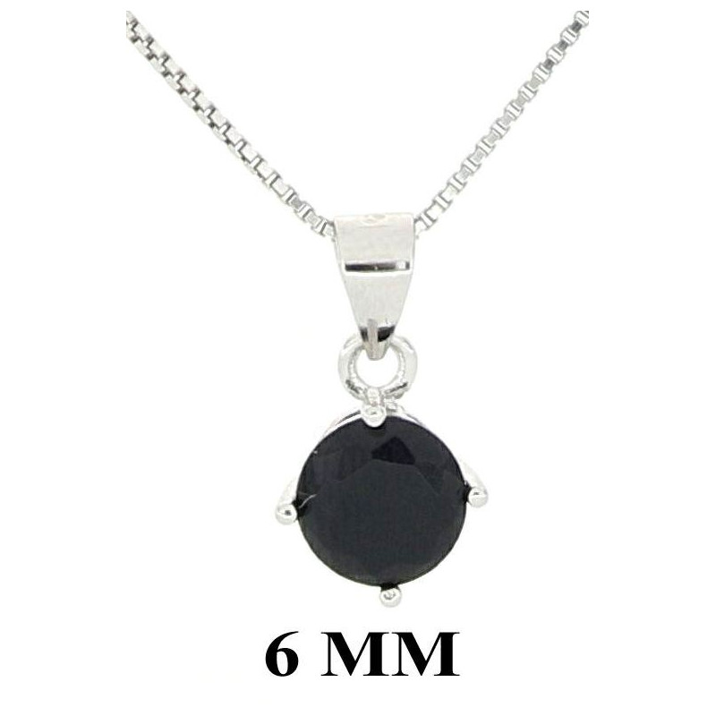 PENDENTE PUNTI LUCE IN ARGENTO 925 CON ZIRCONE NERO MM 6