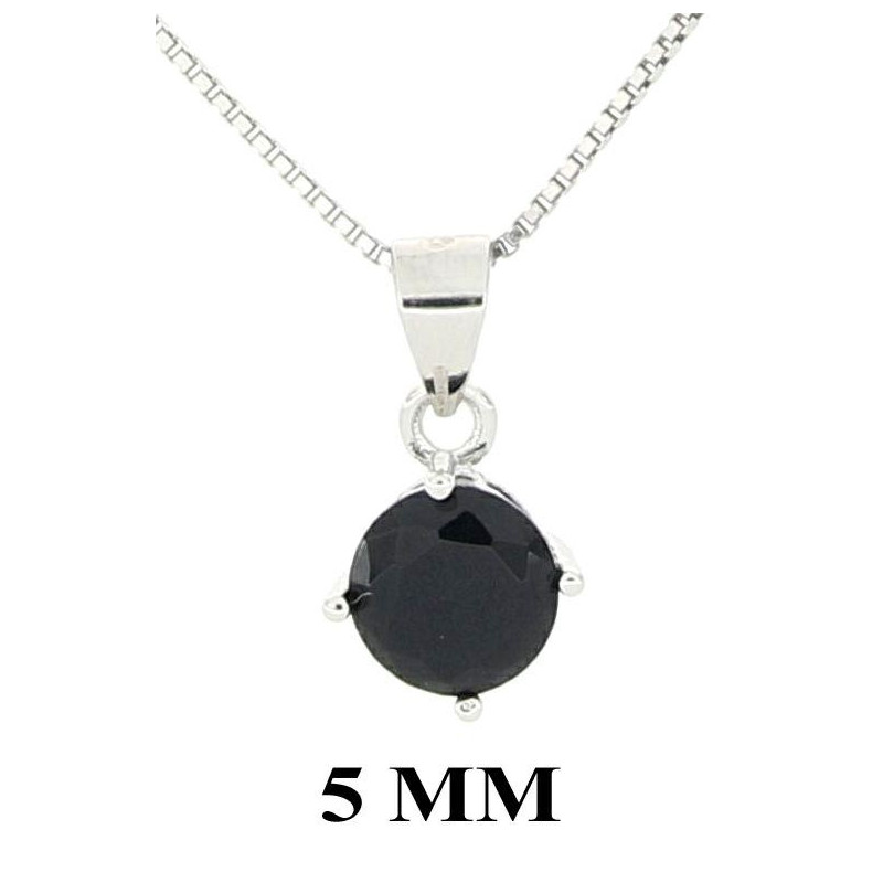 PENDENTE PUNTI LUCE IN ARGENTO 925 CON ZIRCONE NERO MM 5